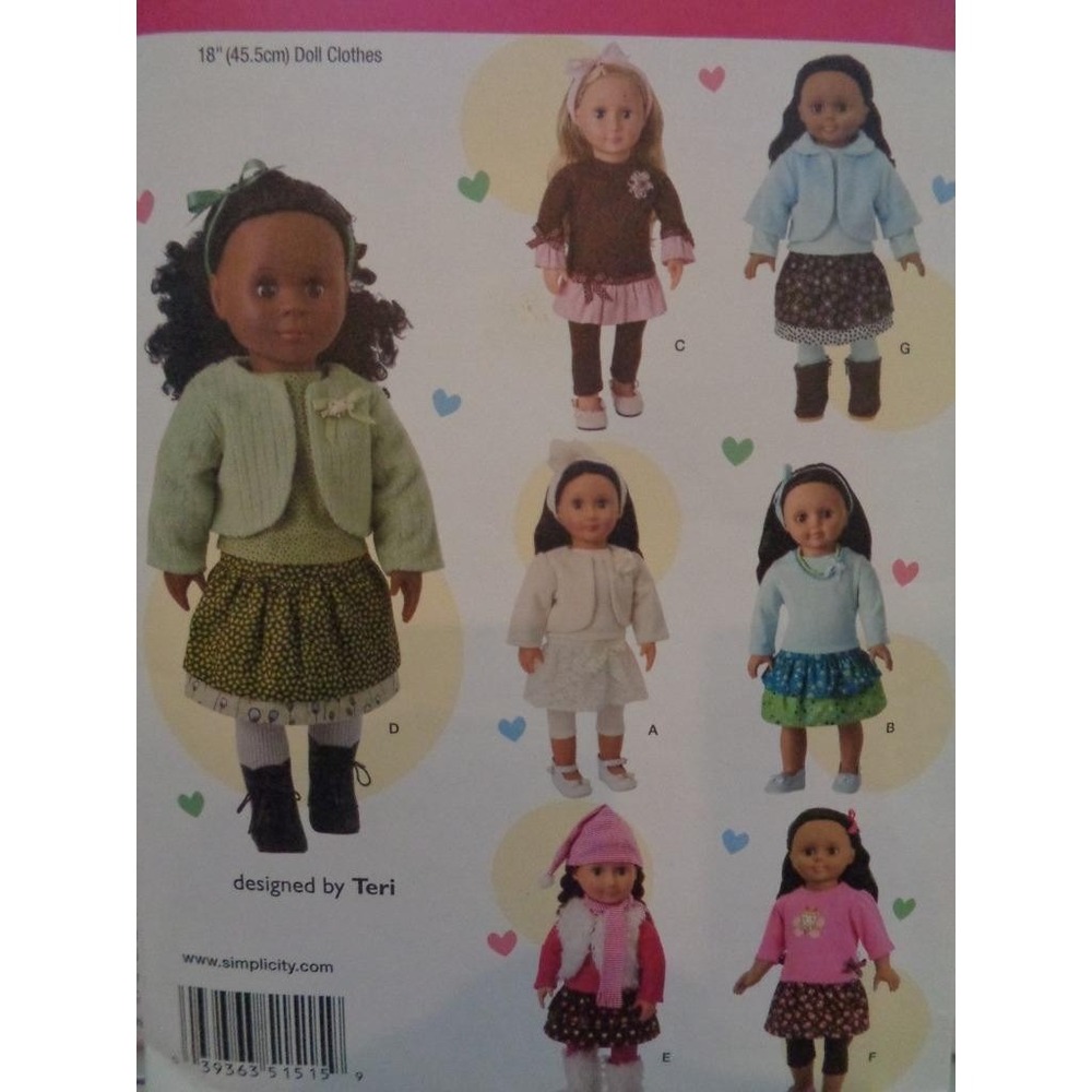 Simplicity Sewing Pattern 1515 18" Doll Clothes